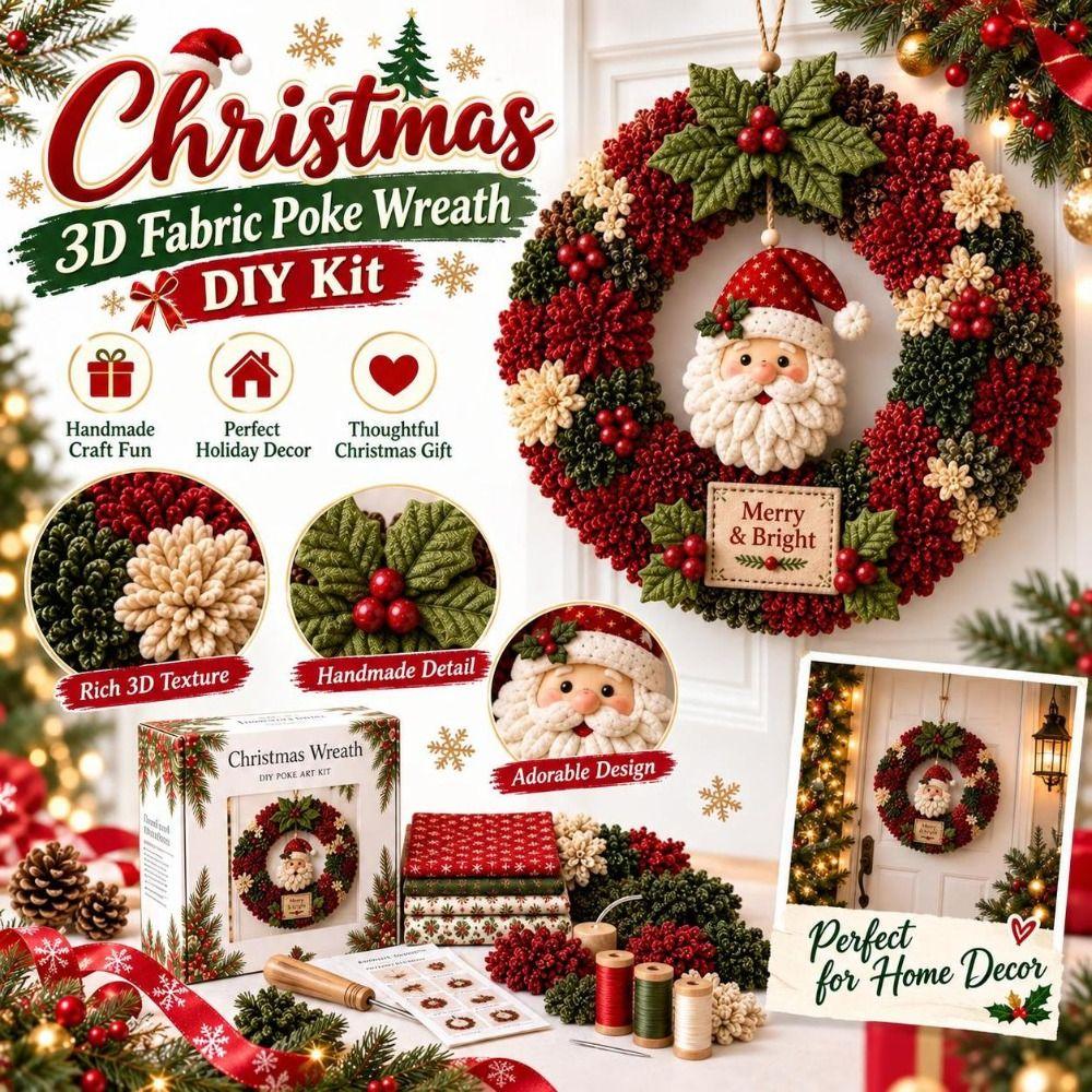 Decorative Flower Fabric Wreath Kit DIY Christmas Wreath Craft Christmas Decorating
