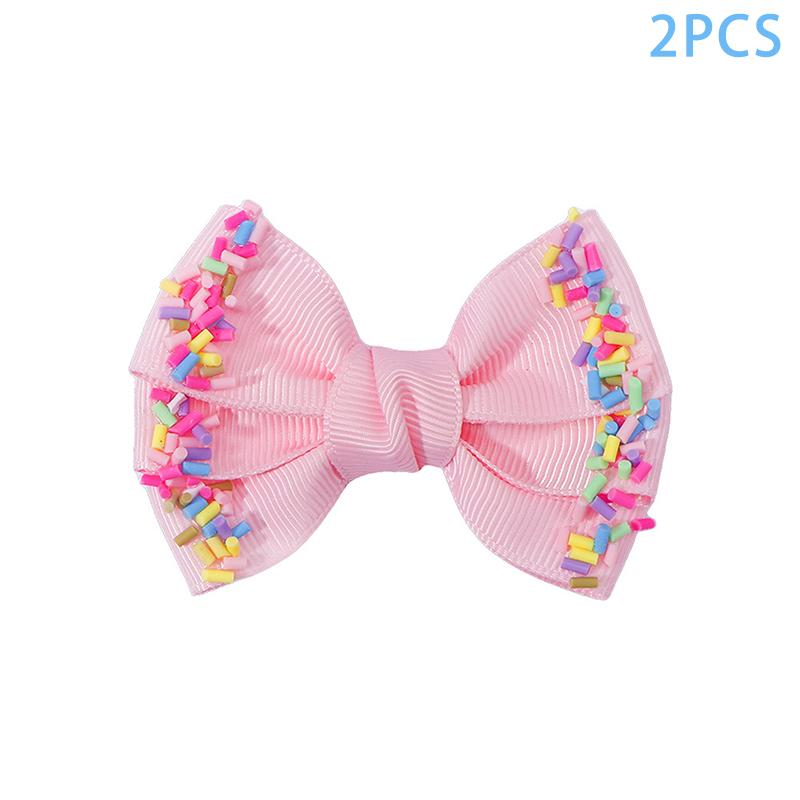 2/6Pcs Baby Solid Hair Bows Hair Clips Ribbon Bow Hairpin For Girl Cheer Bowknot Barrettes Children Headwear Hair Accessories