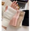 Women's Fluffy White Faux Fur Fingerless Gloves - Winter Warm, Fleece Lined, Long Sleeves