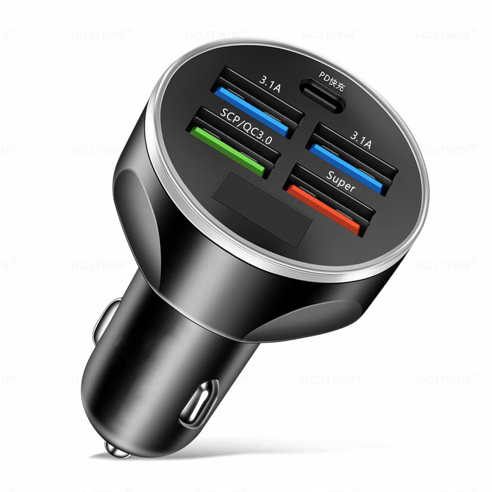 НОВЫЙ Высококлассный 250 Вт 4 USB Автомобильный Зарядник Type C PD QC3.0 Быстрая Зарядка Авто Мобильный Телефон Адаптер Для IPhone Samsung Для Huawei X A5X7