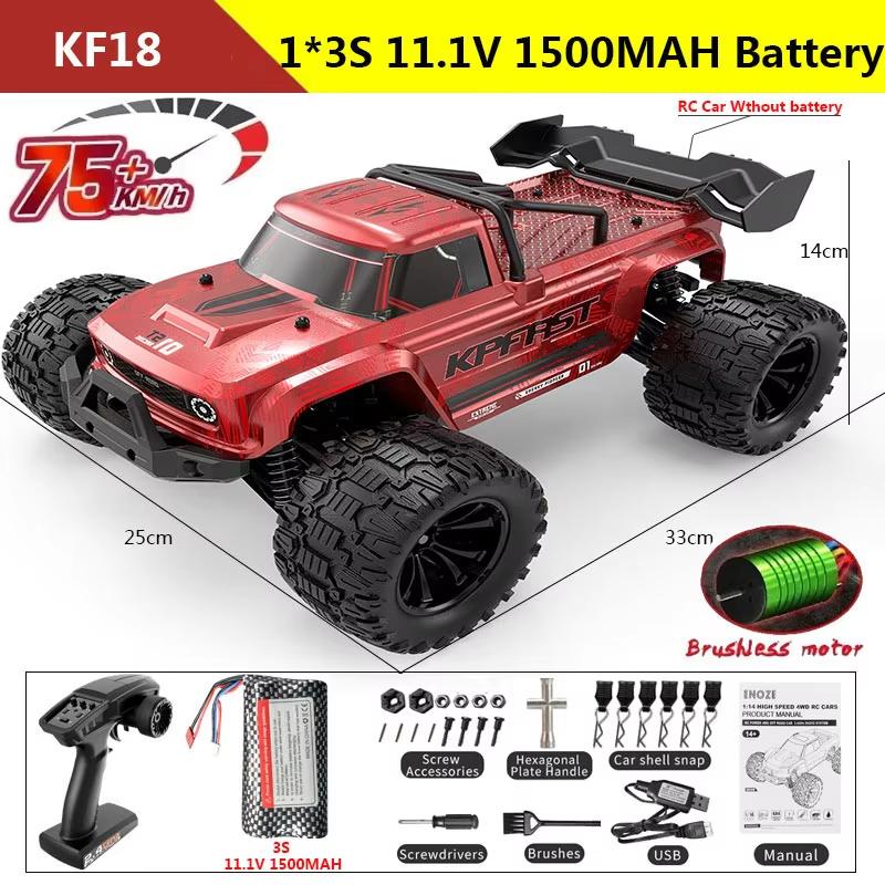 2024 Новый KF18 1:14 4WD RC автомобиль внедорожный гоночный высокоскоростной бесщеточный двигатель 2.4G дистанционное управление автомобили грузовик 75 км/ч грузовик со светодиодной подсветкой игрушка детский подарок