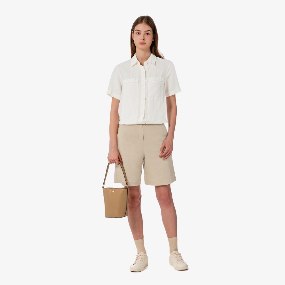 [Lacoste] Women's Linen Openwork Short Sleeve Shirt CF197E-56G70V
