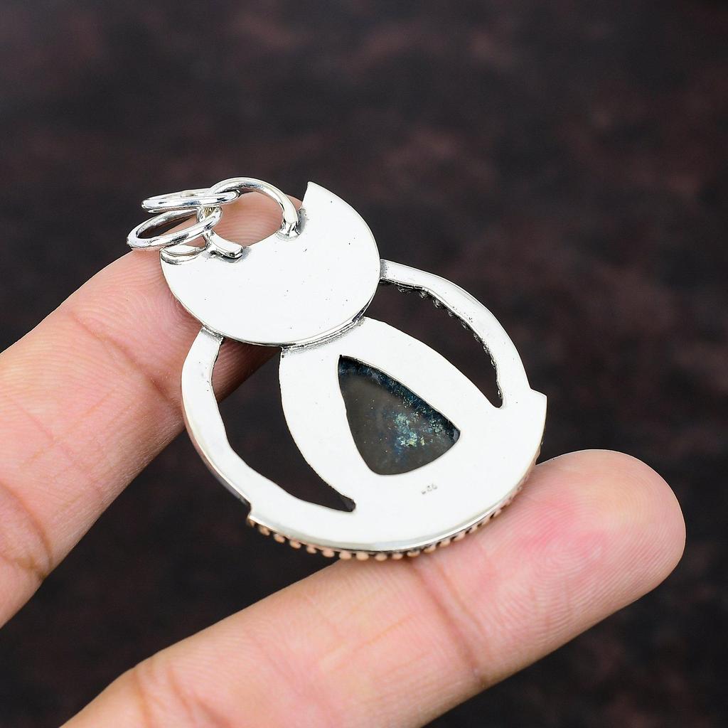 Азурит Малахит Подвеска Стерлингового Серебра 925 Подвеска Из Натурального Драгоценного Камня Ювелирные Изделия Ручной Работы Дизайнер Подвеска Подарок Для Жены Подвеска Из Исцеляющего Камня