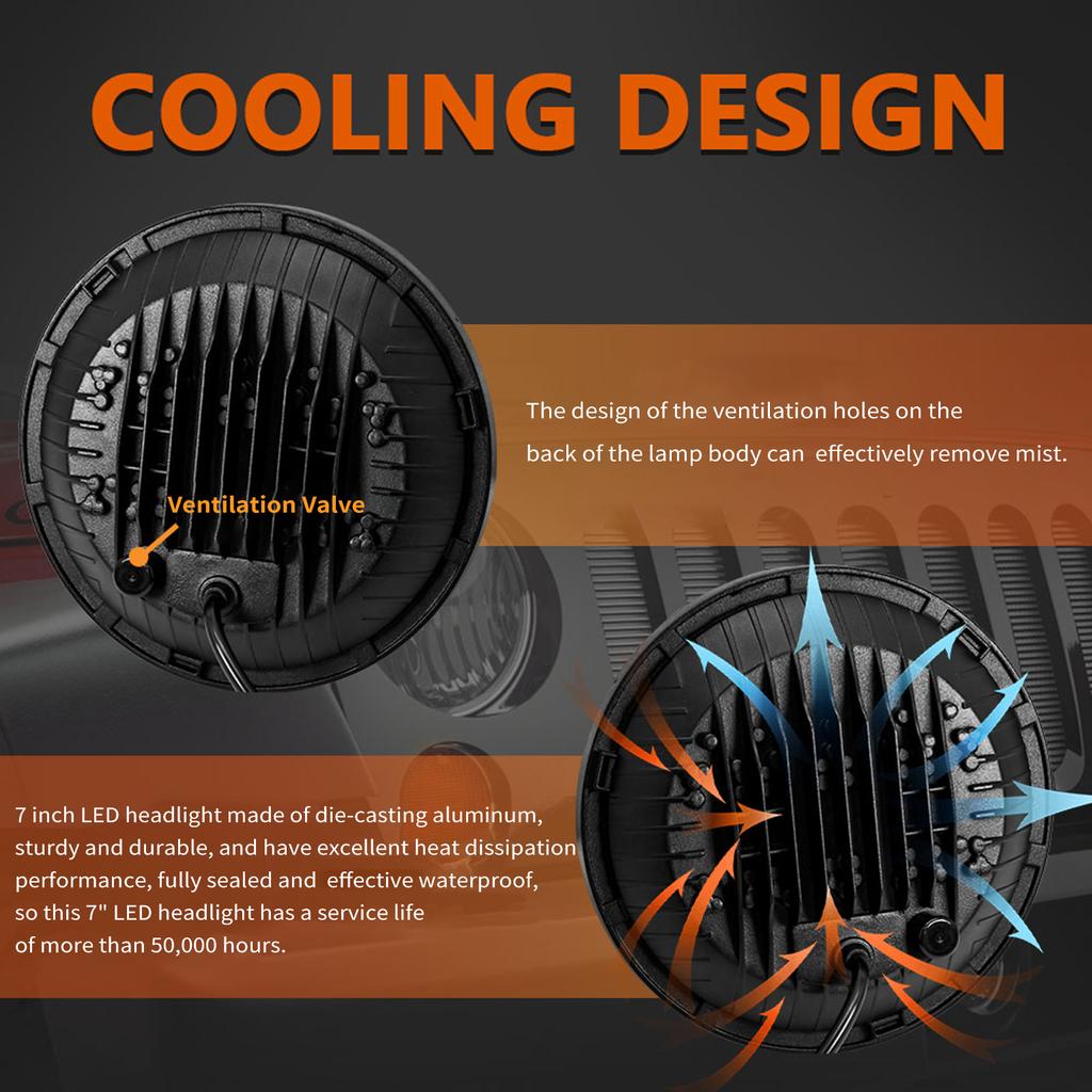 2 шт. 7-дюймовые автомобильные мотоциклетные светодиодные фары 200 Вт 6000 К IP67 водонепроницаемые DRLLближний светдальний свет 7 дюймов