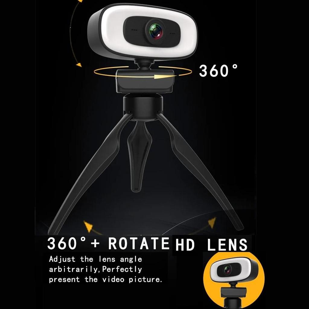 Веб-камера HD 2K с фиксированным фокусом, украшение, заполняющее освещение, USB-веб-камера с микрофоном, подсветка, штатив для ПК, Twitch, Skype, OBS, Steam