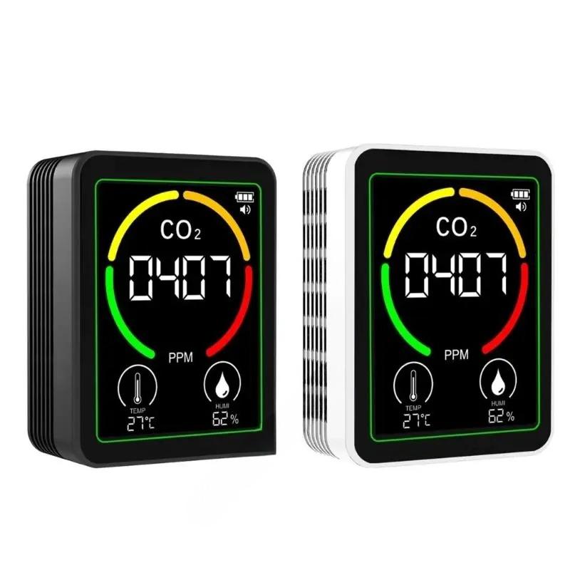 Портативные детекторы CO2 с мгновенным мониторингом качества воздуха, датчики TVOC, сигнализация температуры и влажности для дома и офиса, многофункциональный детектор 3-в-1