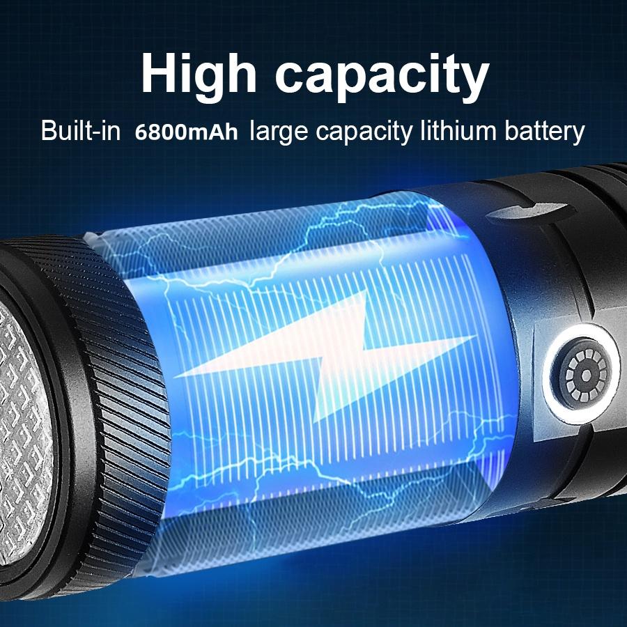 Новый светодиодный фонарик высокой мощности 600 Вт, перезаряжаемый фонарик со встроенным аккумулятором, фонарик для кемпинга, рыбалки, охоты