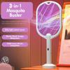 3 In 1 Electric Mosquito Swatter Mosquito Killer Lamp Killer Insect Killer 3000V Type-C Rechargeable Mosquito Killer Fly Killer