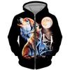 Cool 3D Wolf Printed Zipper Hoodies Fashion Men/Women Streetwear Hooded Jacket Coat Unisex Casual Hip Hop Pullover Sweatshirts
