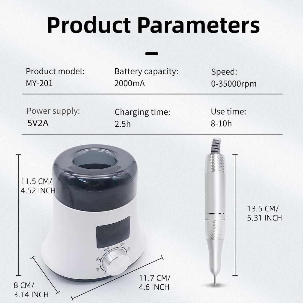 Портативная аккумуляторная ручка для полировки ногтей Профессиональная машинка для шлифовки ногтей для салона красоты Высокомощная машинка для полировки ногтей