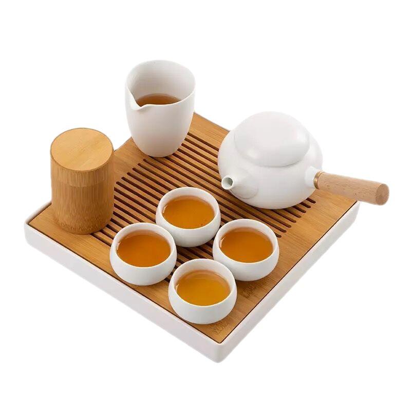 Ji Hotel Tea Set Small Set Japanese Ding Kiln Side Handle Pot Travel Household Kung Fu Tea Set Gifts