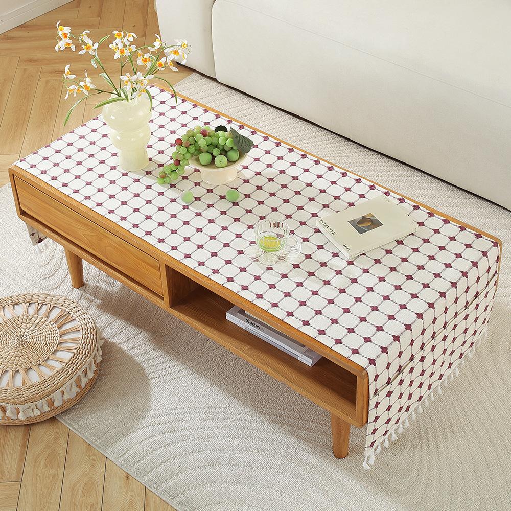 Rectangle Tablecloth Coffee Table Mat Table Mat Fabric Embroidery Jacquard Tassel Household Dust Cover