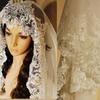 Single Layer Tulle Lace Edge Hijab Wedding Veil - Cathedral Length