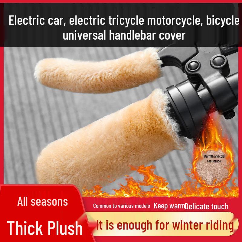Electric Motorcycle Fleece-Lined Winter Anti-Freeze Handlebar Covers with Cotton Insulation