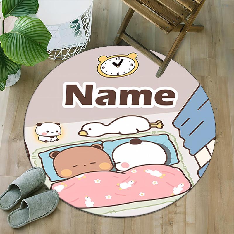 Customizable Yier BuBu Bear3 Round Non-Slip Carpet - Ideal for Garden, Picnic, Office, Perfect for Decoration, Suitable For All Seasons
