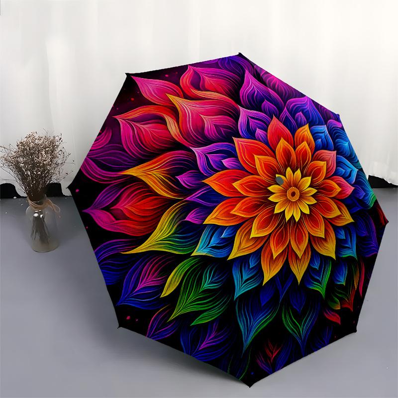 Colorful Mandala Wall Art: Vibrant Floral Decor for Any SpaceUmbrella, Portable 3-Fold Compact Umbrella for Men & Women Gift