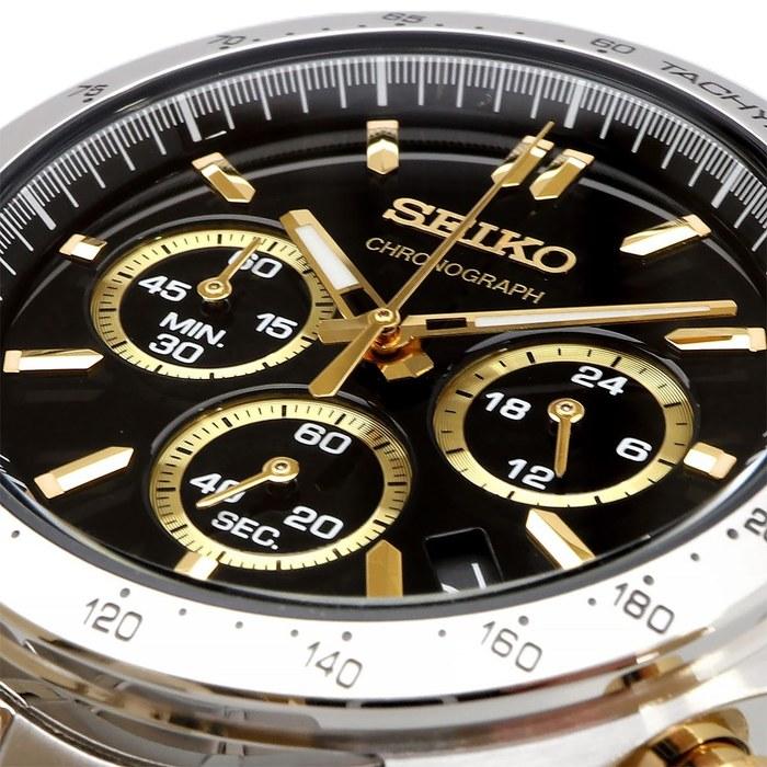 Мужские кварцевые часы Seiko с хронографом SBTR015 Черные и золотые