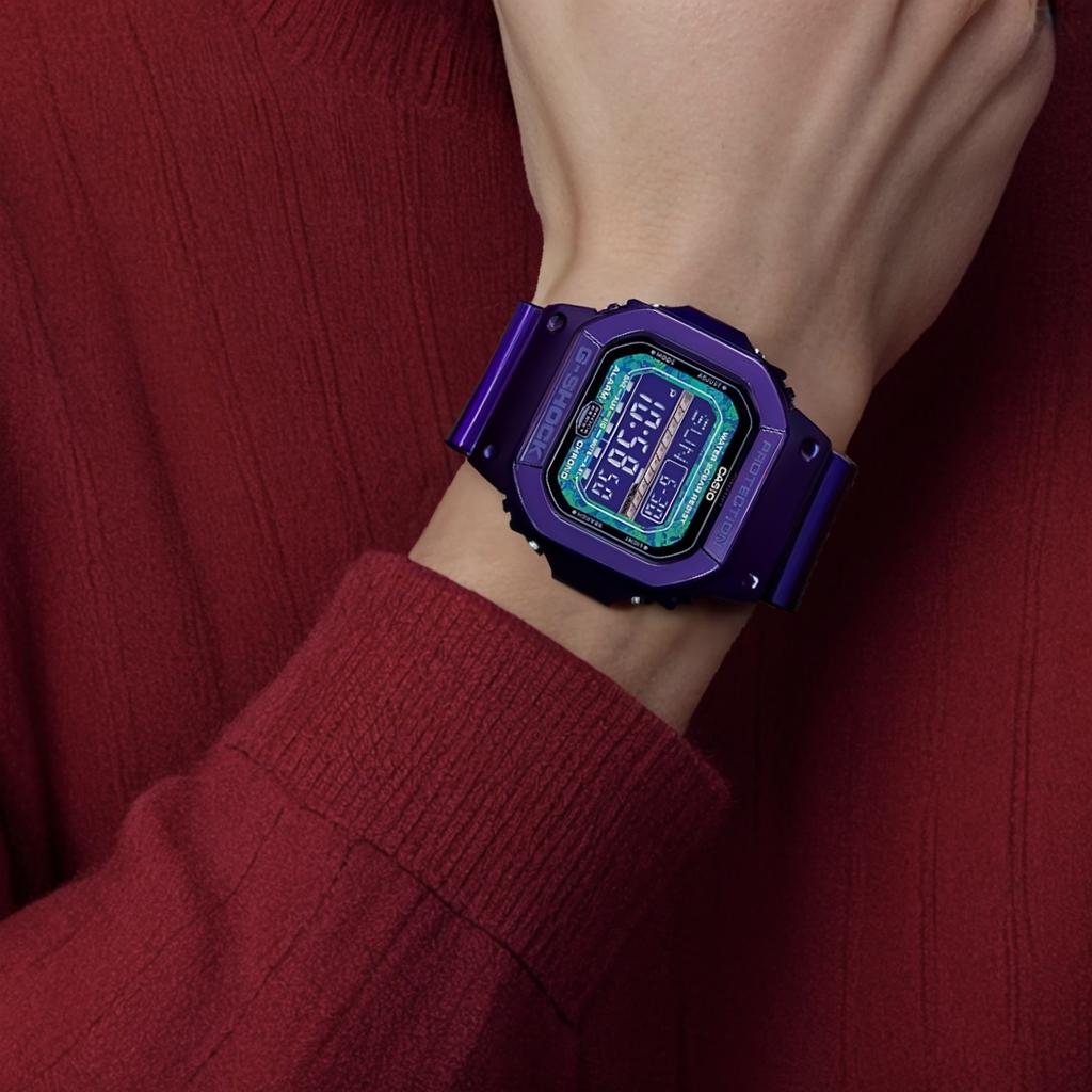 Casio G SHOCK Кварцевые Часы с Ремешком из Смолы Мужские Часы Фиолетовый Циферблат GLS-5600KL-6