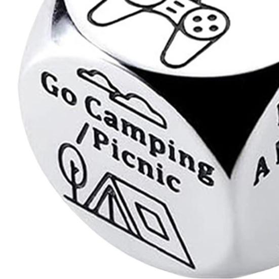 Date Idea Decider Dice Portable Stainless Steel Adults Couple Decision Dice 6 Sides Food Takeaway Decision Dice Girlfriend Boyfriend Gift
