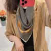Decorative Thousand Bird Grid Small Square Scarf Women'S Scarf Elegant Mulberry Silk Scarf Versatile