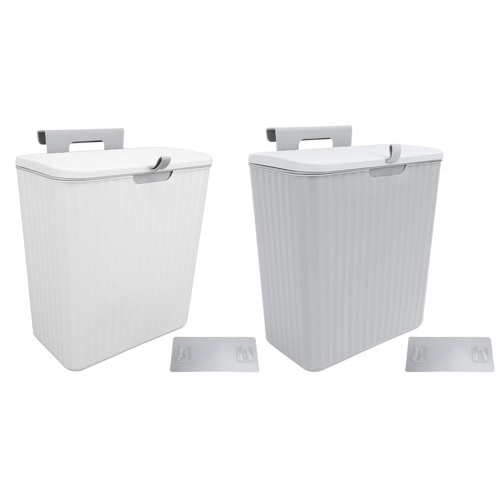 9L Kitchen Trash Can Wall Mounted with Lid Hanging Cabinet Door Trash Can for Kitchen Bathroom