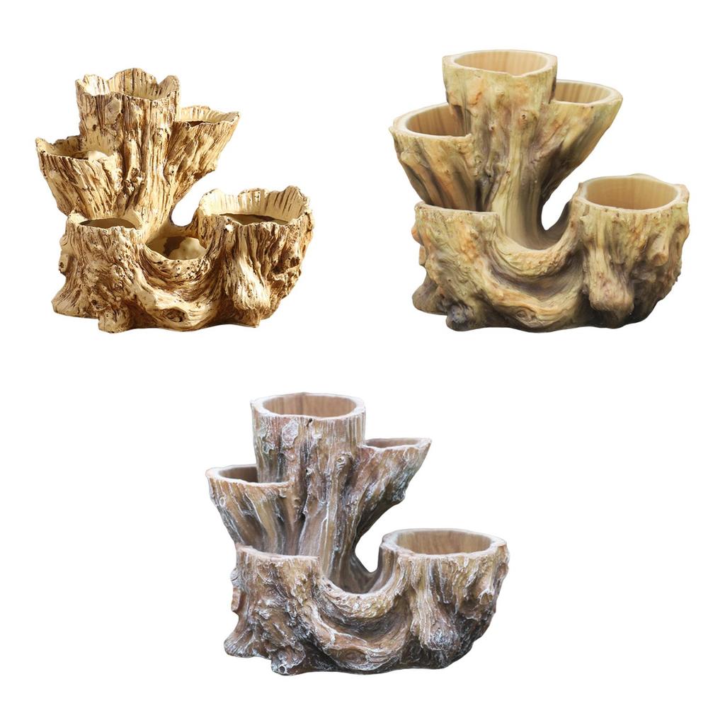 Пень Дерева Цветочный Горшок Цветочная Ваза Декоративный Органайзер Комнатные Растения Фигурка Кашпо для Офисного Стола Настольное Украшение