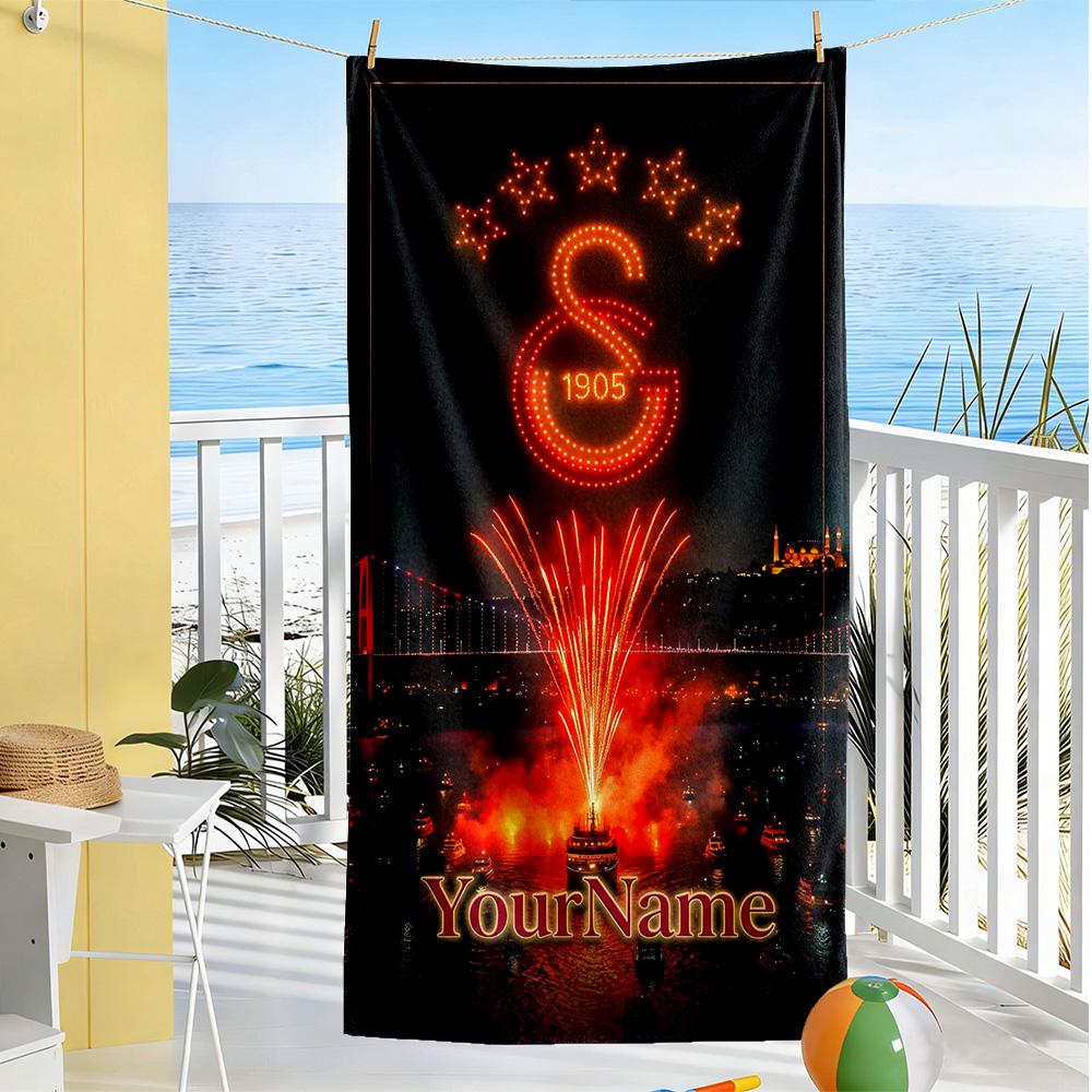 Galatasaray Personalized Name Beach Towel Quickdry Soft Microfiber Ideal For Travel Outdoor Swim Pool Yoga Surf Camping Hiking Gym Gift Holiday