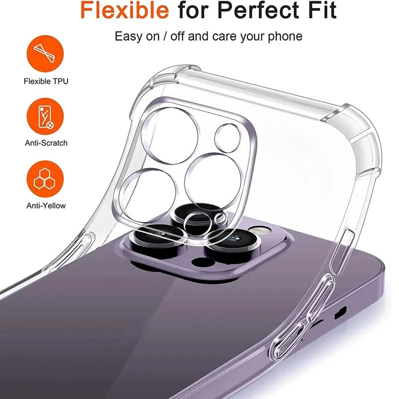 Роскошный противоударный прозрачный чехол для телефона iPhone 15 14 13 12 11 Pro Max X XR XS Max 7 8 Plus, прозрачная мягкая задняя крышка из ТПУ