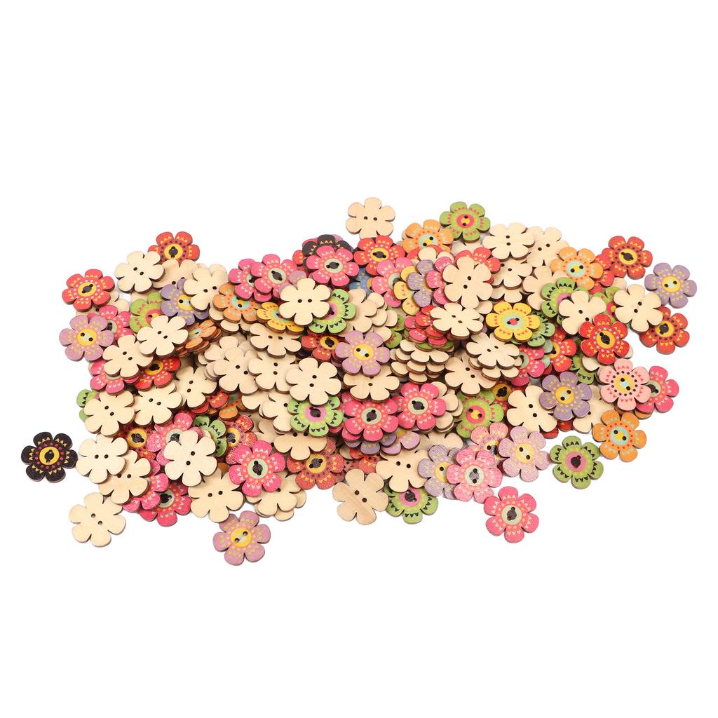 Flower Buttons Retro Rich   Vivid Colors   Wood Wide Application Craft Buttons for Clothing Bag