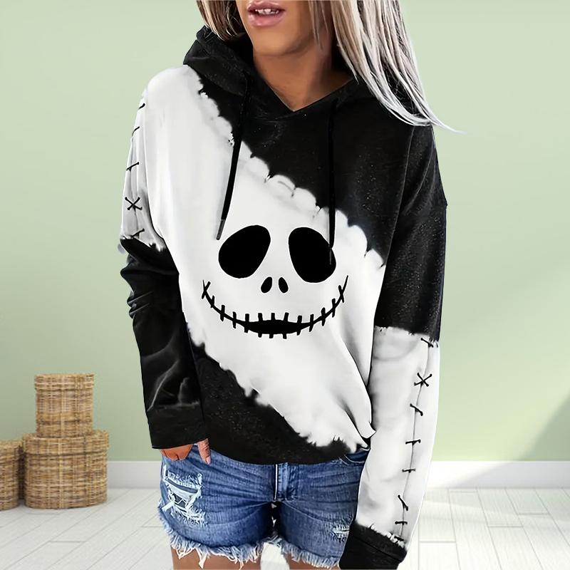 Женская мода оранжевый тыквенный принт свободные толстовки топы блузка свитшот повседневный длинный рукав пуловер топы