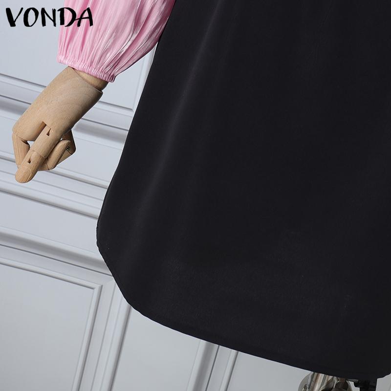 VONDA Женские летние платья А-силуэта с квадратным вырезом и завязкой-узлом, с длинным рукавом и поясом