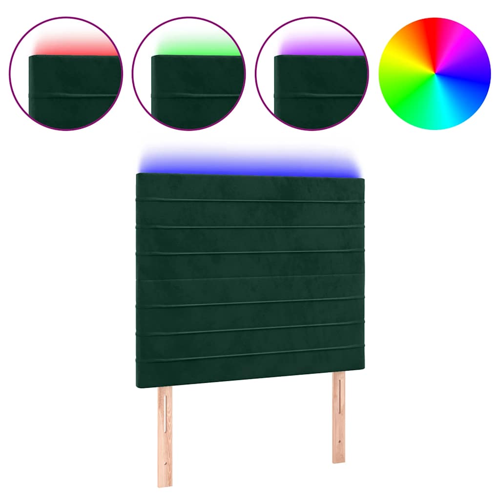 LED Headboard Dark Green 90x5x118 128 cm Velvet