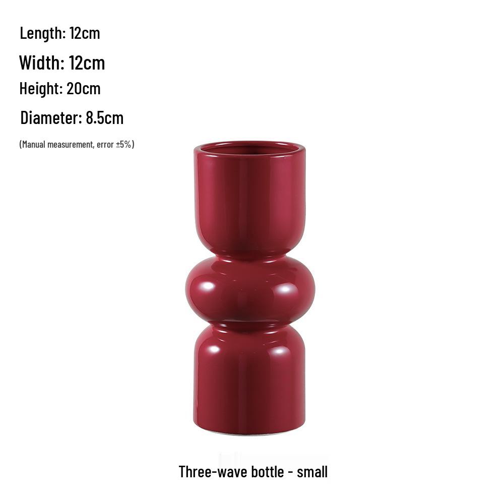 Китайская красная керамическая ваза середины века - Новогоднее специальное украшение для гостиной или свадебные композиции из шелковых цветов