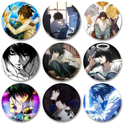 32/44/58 мм аниме фигурка L булавка для рюкзаков одежда декор круглая пластиковая тетрадь смерти броши креативный мультяшный значок подарки