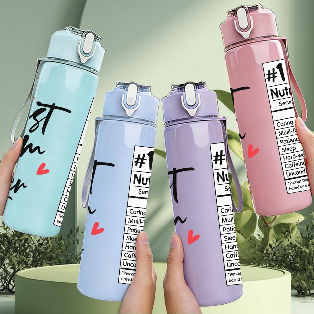 1PC Best Mom Ever Nutrition Label Print 750ml Color Plastic Sports Water Bottle Leakproof Flip Straw Lid Suitable for Sports Office Home Use
