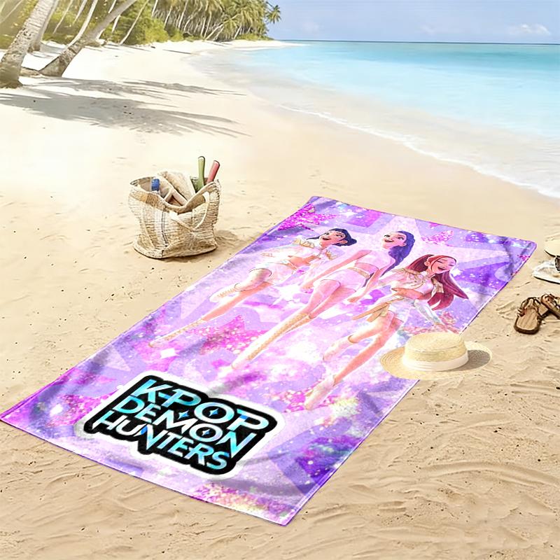 Kpop Demon Hunters Beach Towel, Durable and Easy to Clean, Soft and Vibrant Beach Towel Perfect for Travel