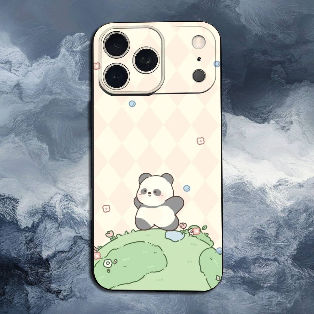 Мультяшный Милый Медведь Панда Чехол Для iPhone 15,17,16,12,14,13,11,Plus,Pro Max,XS,X,Mini,8,7,XR,SE,Мягкий Силикон Черный