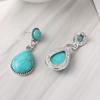 Ethnic Style Ancient Silver Turquoise Earrings, Creative Drop-shaped Turquoise Exaggerated Earrings