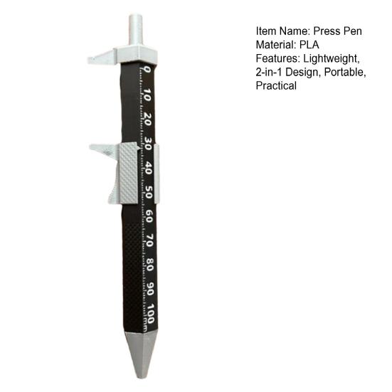 Шариковая ручка-штангенциркуль 2-в-1 Ручка инженера Портативная нажимная ручка со штангенциркулем Подарки для папы, мужа, дедушки, плотника, деревообработчиков