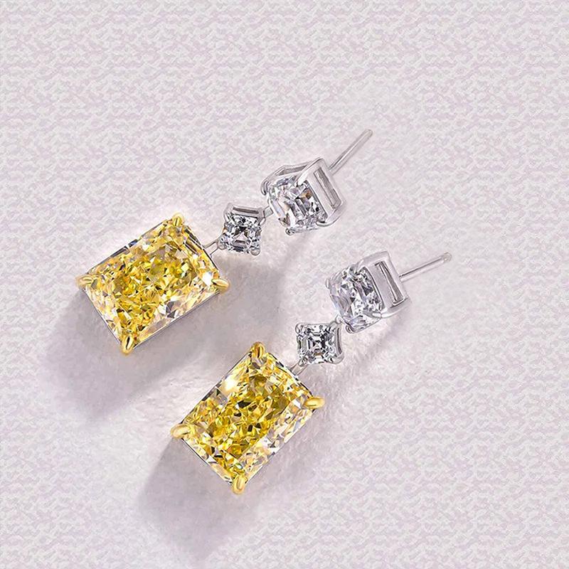 Huitan Yellow Cubic Zircon Dangle Earrings for Women Temperament Elegant Ear Accessories Daily Wear Party Aesthetic Lady Jewelry
