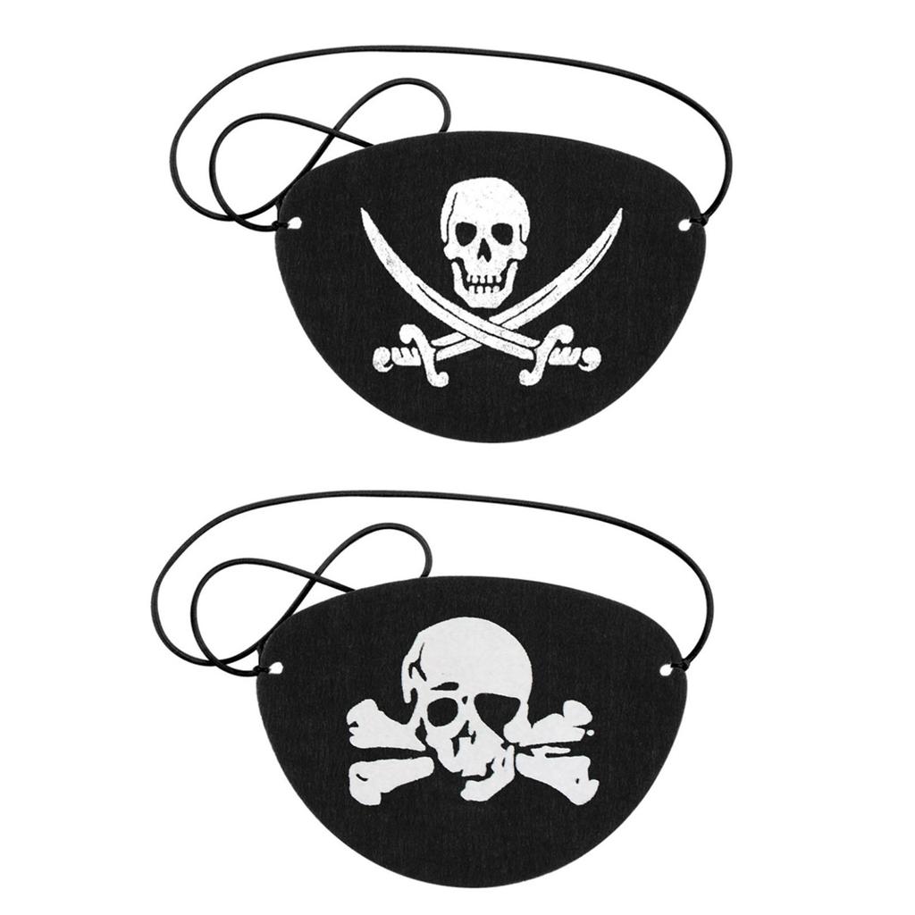 12Pcs/pack Pirate Eye Patches Black Felt One Eye Skull Captain Eye Patches for Halloween Christmas Pirate Theme Party