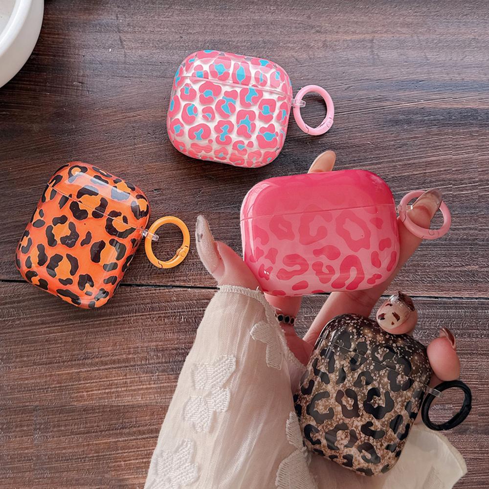 Fashion Leopard Print Glossy Earpods Case for Apple Airpods 1 2 3 4 Pro 2 Wireless Earphone Cover Charging Box for Airpods Pro 3
