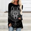 Women'S Long Sleeve Animal Wolf T-Shirt For Women Girls Autumn Winter Clothing Oversized T-Shirt 3D Print Round Neck Top Tees