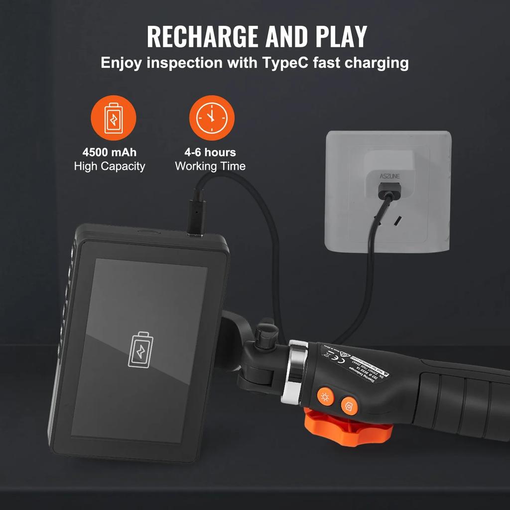 VEVOR Articulating Borescope Camera with Light, Two-Way Articulated Endoscope Inspection Camera with 6.4mm Tiny Lens, 5" IPS 1080P HD Screen