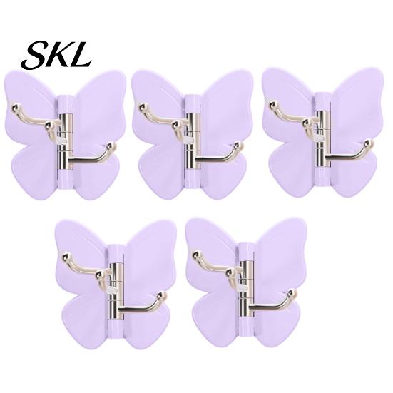 Rotating Wall Hooks Butterfly Adhesive Hooks, 3-Prong No-Drill Swivel Hangers, with No Tools Installation Hook Adjustable Angle Space-Saving Hook, for