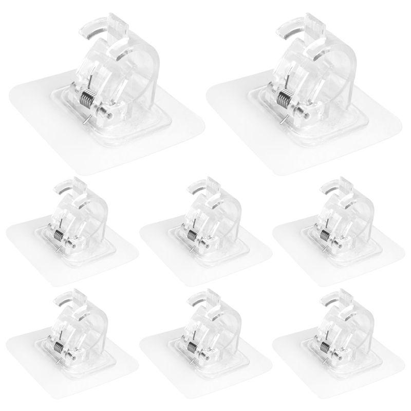 ABJI-8PCS No Drill Curtain Rod Brackets Curtain Rod Holder Hooks Nail Free Curtain Rod Hooks Curtain Hangers For Home