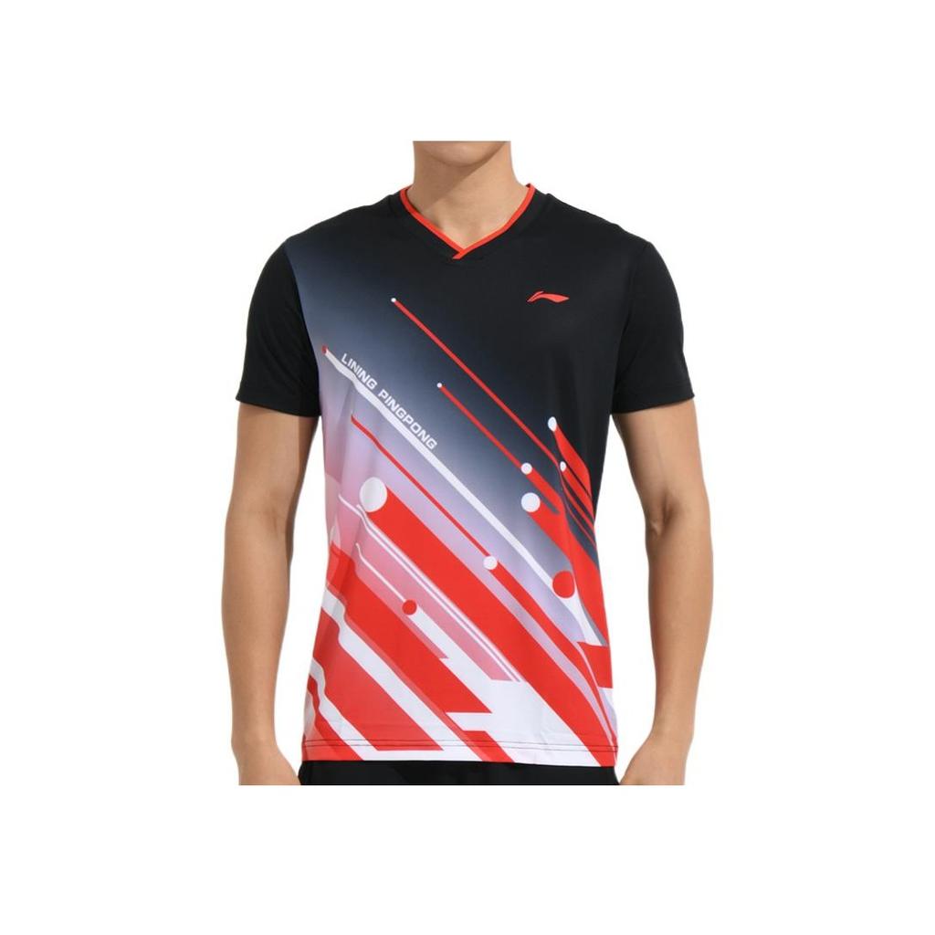 Li-Ning Повседневная спортивная быстросохнущая футболка с короткими рукавами, мужские топы, черный AAYS017-1