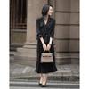 Demana Asymmetrical Pleated Lapel Commuter Dress