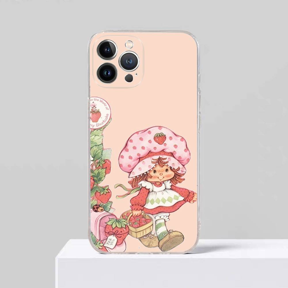 S-Клубничный S-Шорткейк Для iPhone 11 12 13 14 15 16 17 Pro Max Plus Air Прозрачный Clear Ударопрочный Чехол