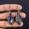 Labradorite 999 Copper Wire Wrapped Earrings, Handmade Gemstone Earrings Jewelry, Gifts For Wife Brand New Earrings